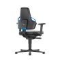 Bimos Nexxit - Standard Height (450-600 mm), Permanent Contact Back, Glides - back angle view, with armrests and blue handles