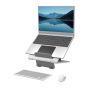 Breyta™ Laptop Stand - white, front view with a laptop, keyboard and mouse