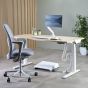 Desk Cable Spine - white, lifestyle shot showing setup with desk lowered