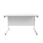 Cantilever Fixed Height Desk - White/Silver - front view