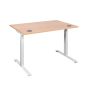 DeskRite 550 Electric Sit-Stand Desk - Maple/White - back angle view, medium setting