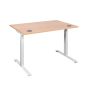 DeskRite 550 Electric Sit-Stand Desk - Maple/White - back angle view, high setting