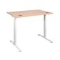 DeskRite 550 Electric Sit-Stand Desk - Maple/White - back angle view, high setting