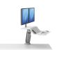 Lotus™ RT Sit-Stand Workstation (Dual, White) - side angle up view