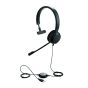 Jabra Evolve 20 UC/MS Mono NC Monaural Headset - front angle view, showing connectivity