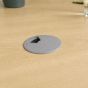 JOSHO Homeworker Beech Electric Sit-Stand Desk - close up of silver grey cable tidy port