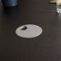 JOSHO Homeworker Black Electric Sit-Stand Desk - close up of silver grey cable tidy port