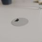 JOSHO Homeworker Grey Electric Sit-Stand Desk - close up of silver grey cable tidy port