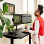 JOSHO Homeworker Electric Sit-Stand Desk - lifestyle shot - black desk and frame, front angle view, showing standing position