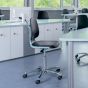 Bimos Labsit - Standard Height (450-650 mm), Castors - lifsetyle shot, showing chair with blue shell finish