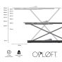 Opløft Sit-Stand Platform - side view with technical data