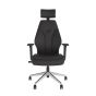 PlayaOne Black/Black Gaming Chair - front view, with polished base
