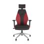 PlayaOne Black/Scarlet Gaming Chair - front view, with polished base