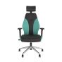 PlayaOne Black/Spearmint Gaming Chair - front view, with polished base