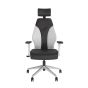 PlayaOne White/Black Gaming Chair - front view, with polished base