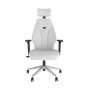 PlayaOne White/White Gaming Chair - front view, with polished base