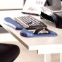 PlushTouch™ Mouse Pad Palm Support - Blue - lifestyle shot, shown alongside the PlushTouch™ Keyboard Wrist Support