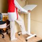 Portable Height Adjustable Desk - lifestyle shot, showing how to make any height adjustments
