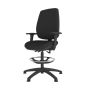 Positiv R600 Medium Back Draughtsman - black, front angle view, with armrests and glides