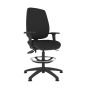 Positiv R600 Medium Back Draughtsman - black, front angle view, with armrests and glides