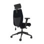 Positiv Plus (medium back) Ergonomic Office Chair - black, back angle view, with armrests and headrest