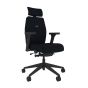 Positiv Plus (medium back) Ergonomic Office Chair - black, front angle view, with armrests and headrest