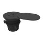 Desk Power Grommet Socket - black, showing full product with sliding cover open