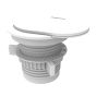 Desk Power Grommet Socket - white, showing full product with sliding cover closed