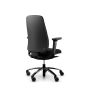 RH Logic 220 High Back Ergonomic Office Chair - black, back angle view, with armrests, and black aluminium base