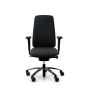 RH Logic 220 High Back Ergonomic Office Chair - black, front view, with armrests, and black aluminium base