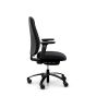 RH Logic 220 High Back Ergonomic Office Chair - black, side view, with armrests, and black aluminium base