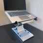 Slim Cool Plus Laptop/Tablet Stand - lifestyle shot, front angle view with laptop (raised)