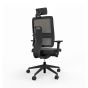Toleo Mesh Back Black Office Chair - back view with armrests, headrest and black mesh back