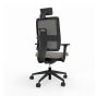 Toleo Mesh Back Grey Office Chair - back view with armrests, headrest and black mesh back