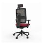 Toleo Mesh Back Red Office Chair - back view with armrests, headrest and black mesh back