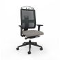 Toleo Mesh Back Grey Office Chair - front view with armrests, coat hanger and black mesh back