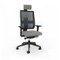 Toleo Mesh Back Grey Office Chair - front view with armrests, headrest and black mesh back