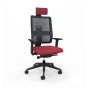 Toleo Mesh Back Red Office Chair - front view with armrests, headrest and black mesh back