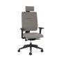 Toleo Upholstered Back Grey Office Chair - front view with armrests and headrest