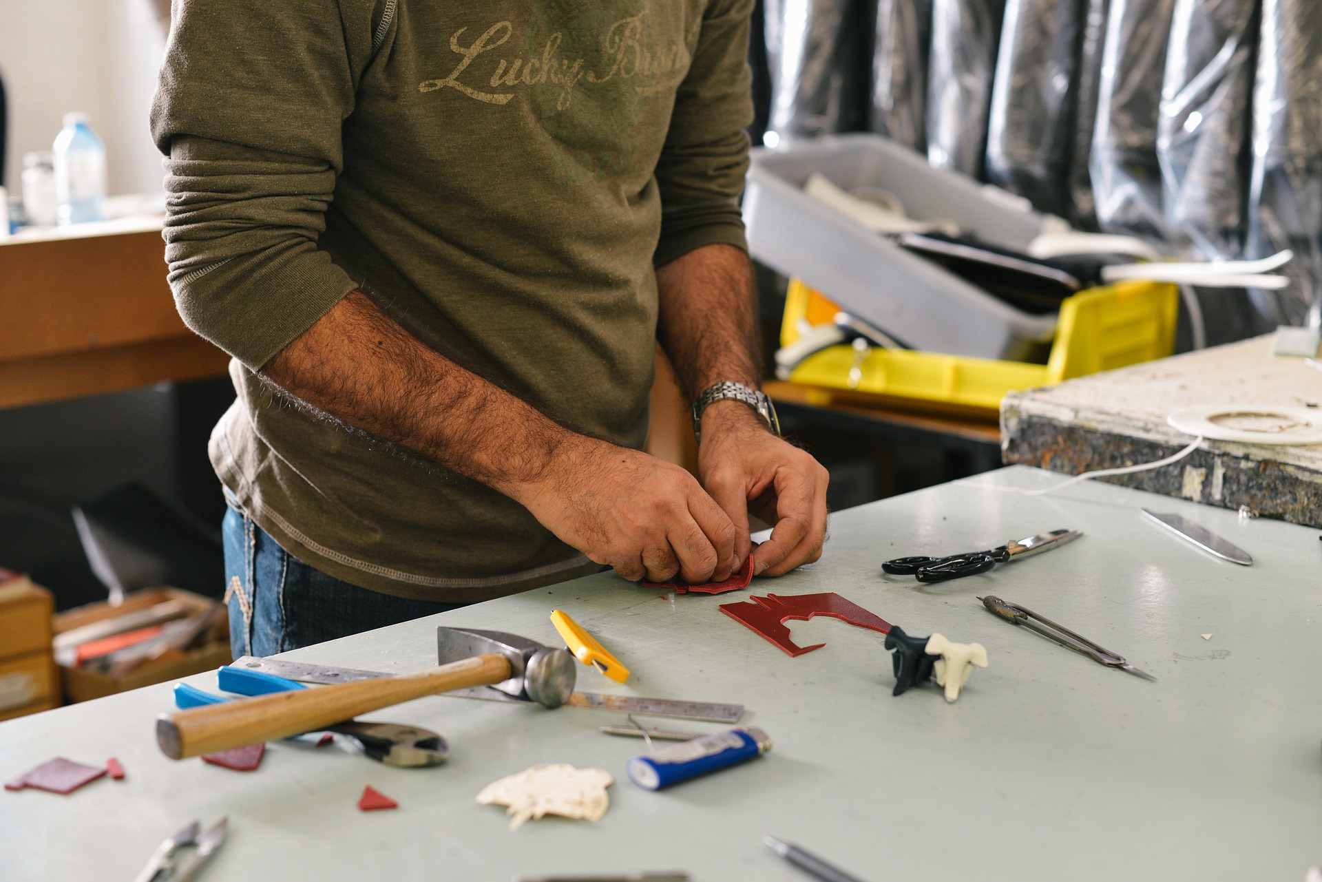 Close up of a man working in his workshop