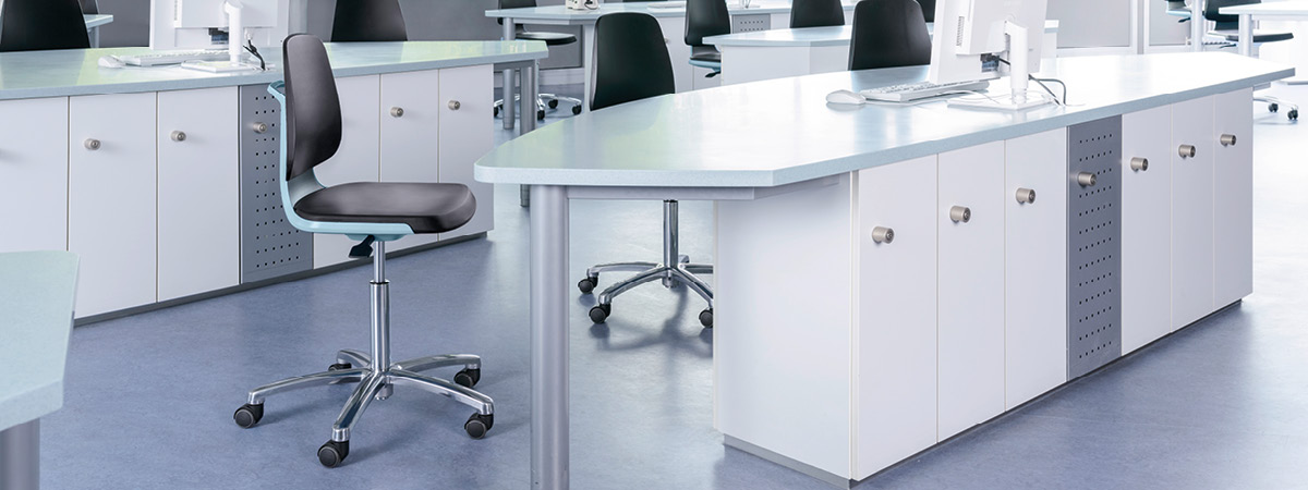Lifestyle image showing a Bimos chair in a laboratory environment
