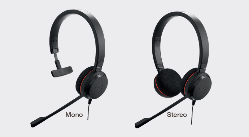 Image showing the Jabra Evolve 20 headsets: the mono version and stereo version too