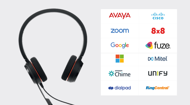 Image showing the multiple applications that can be used with the Jabra Evolve 20 Headset