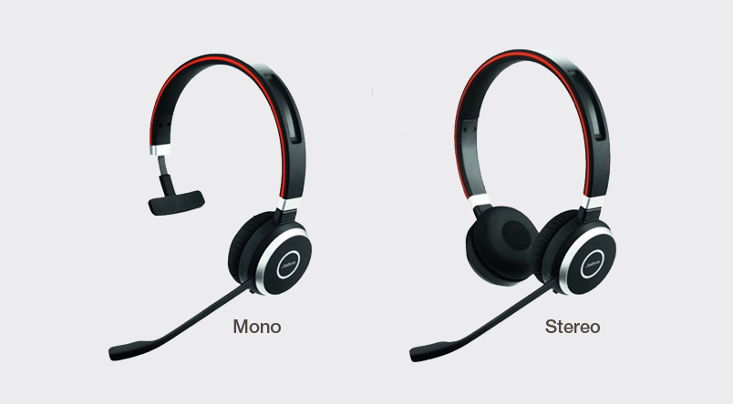Image showing the Jabra Evolve 65 headsets: the mono version and stereo version too