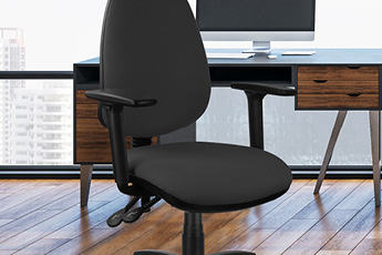 Front angle view lifestyle shot of the Homeworker Ergonomic Chair