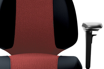 Close up of the RH Mereo 220 Black/Red Duo Gaming Chair
