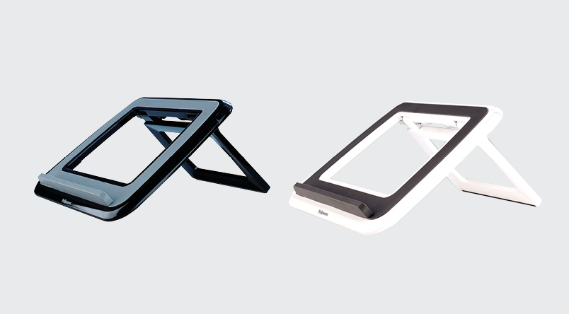 Image of the colour variations of the I-Spire Series Quick Lift Laptop Stand: black and white