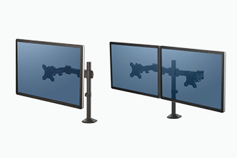 Image showcasing the Reflex Monitor Arms both the Single and Dual versions 