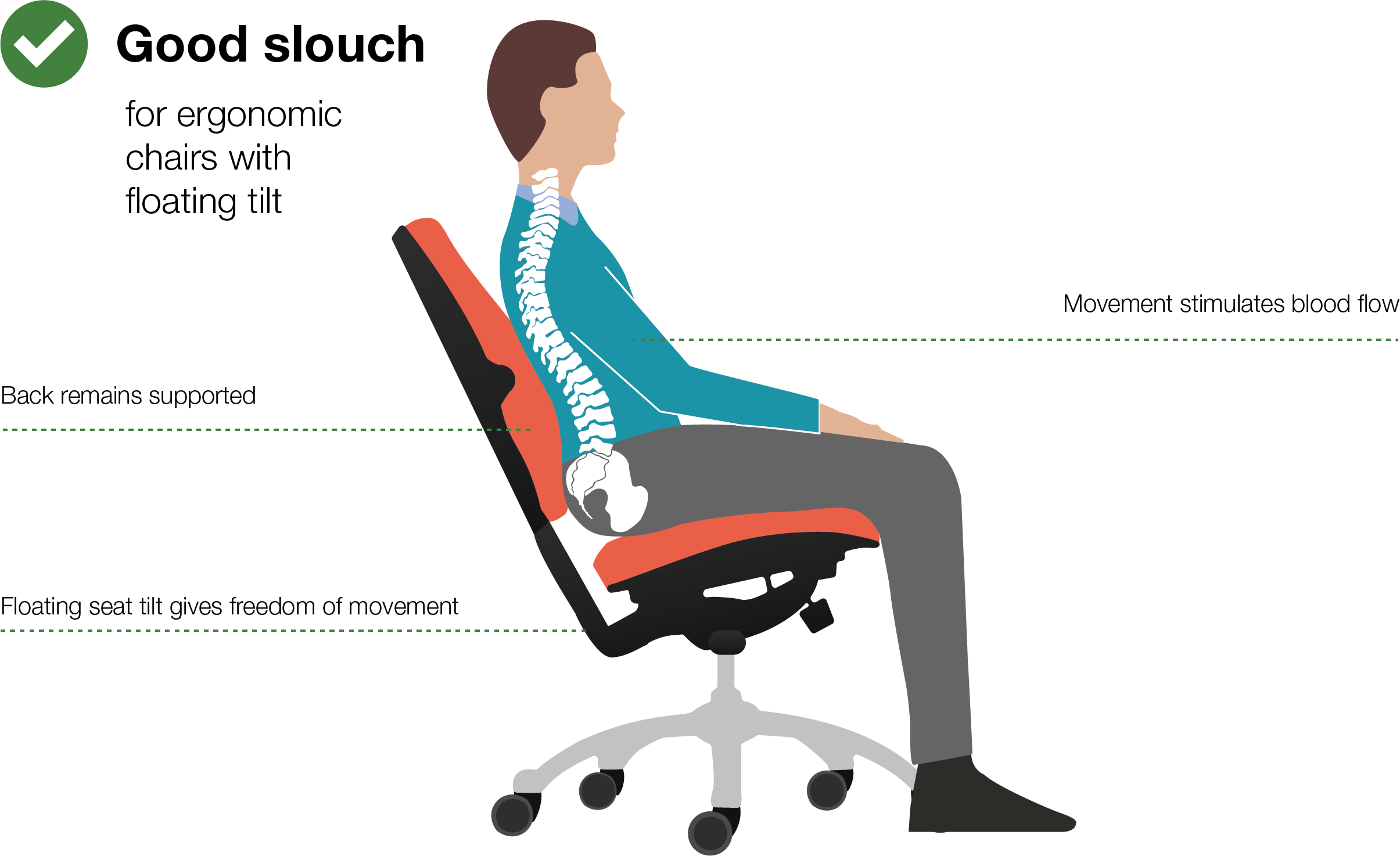 Back Support Correct Sitting Posture Ergonomic Chair Posture correction  Attachment Sitting correction for Office Desk Chair Blue