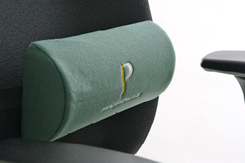 Close up of the D-shape lumbar roll on an ergonomic chair